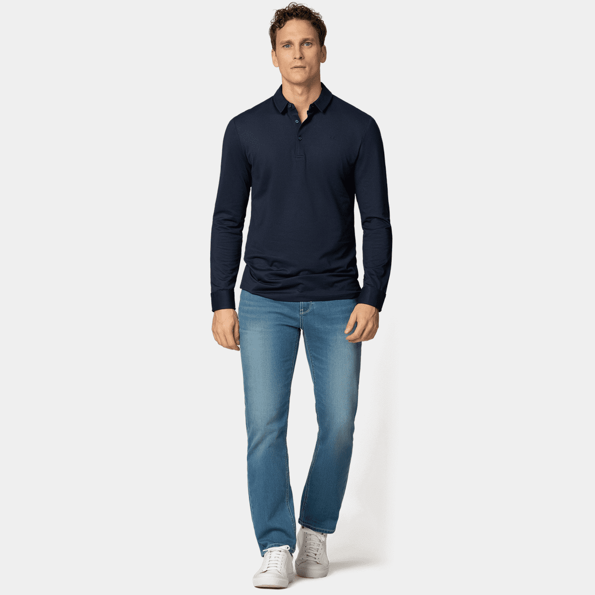 long sleeve polo with jeans