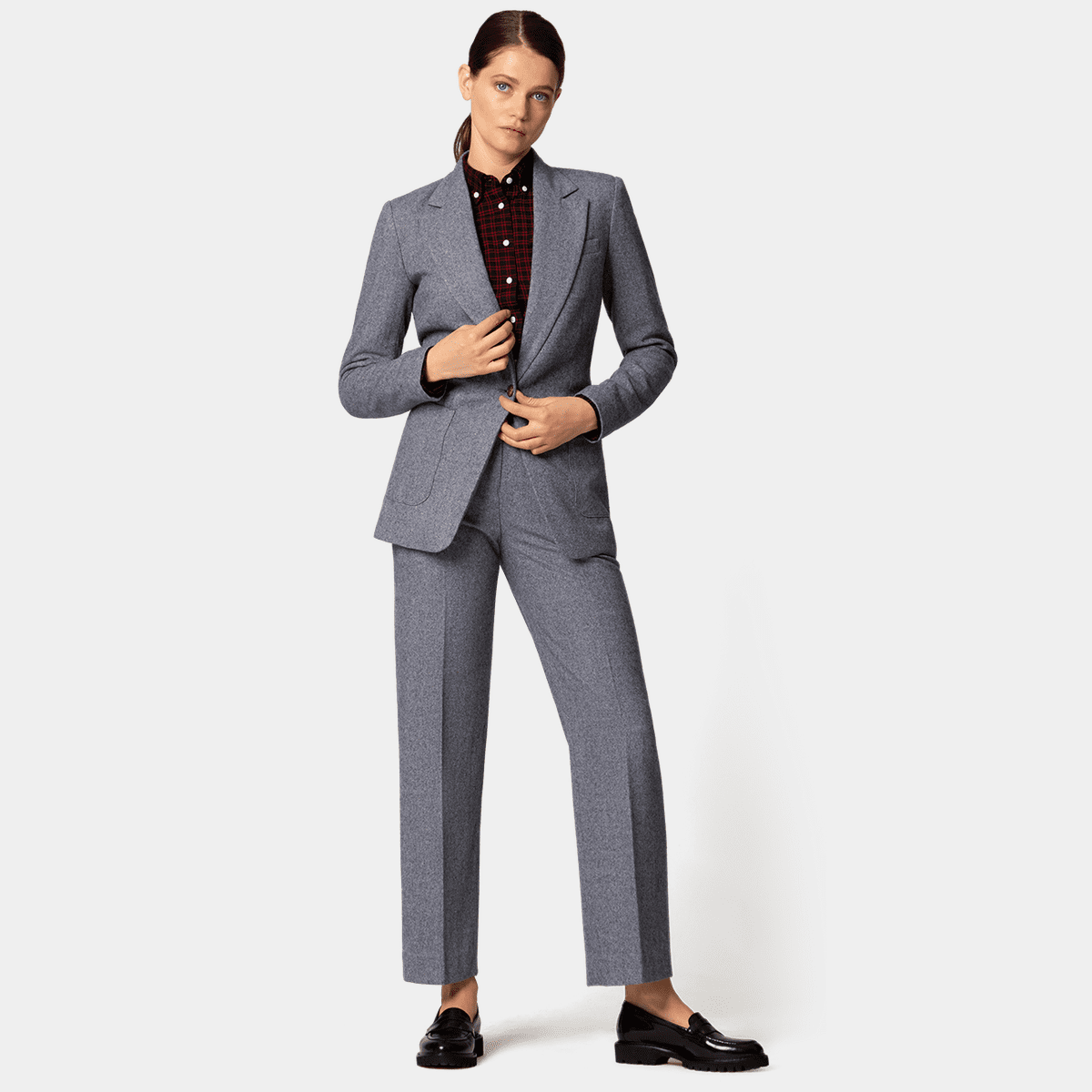 Women's Dark Grey Check Tweed Suit, Three Piece with Trousers - That  British Tweed Company