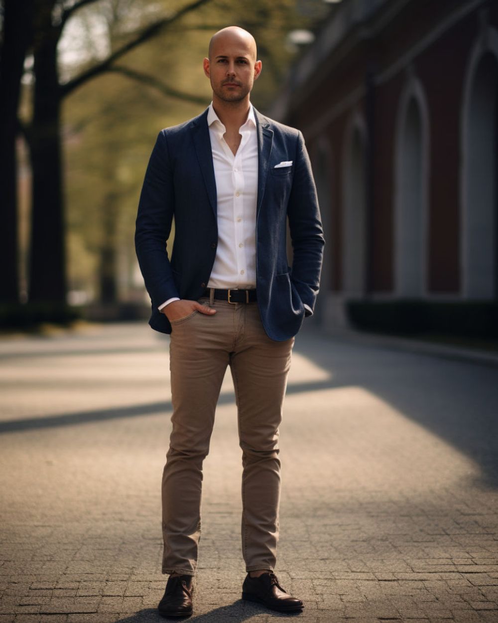 Navy Blue Jacket with Chinos Hockerty