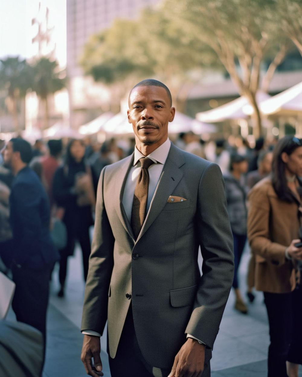 Iron Gray Suit with Brown Tie