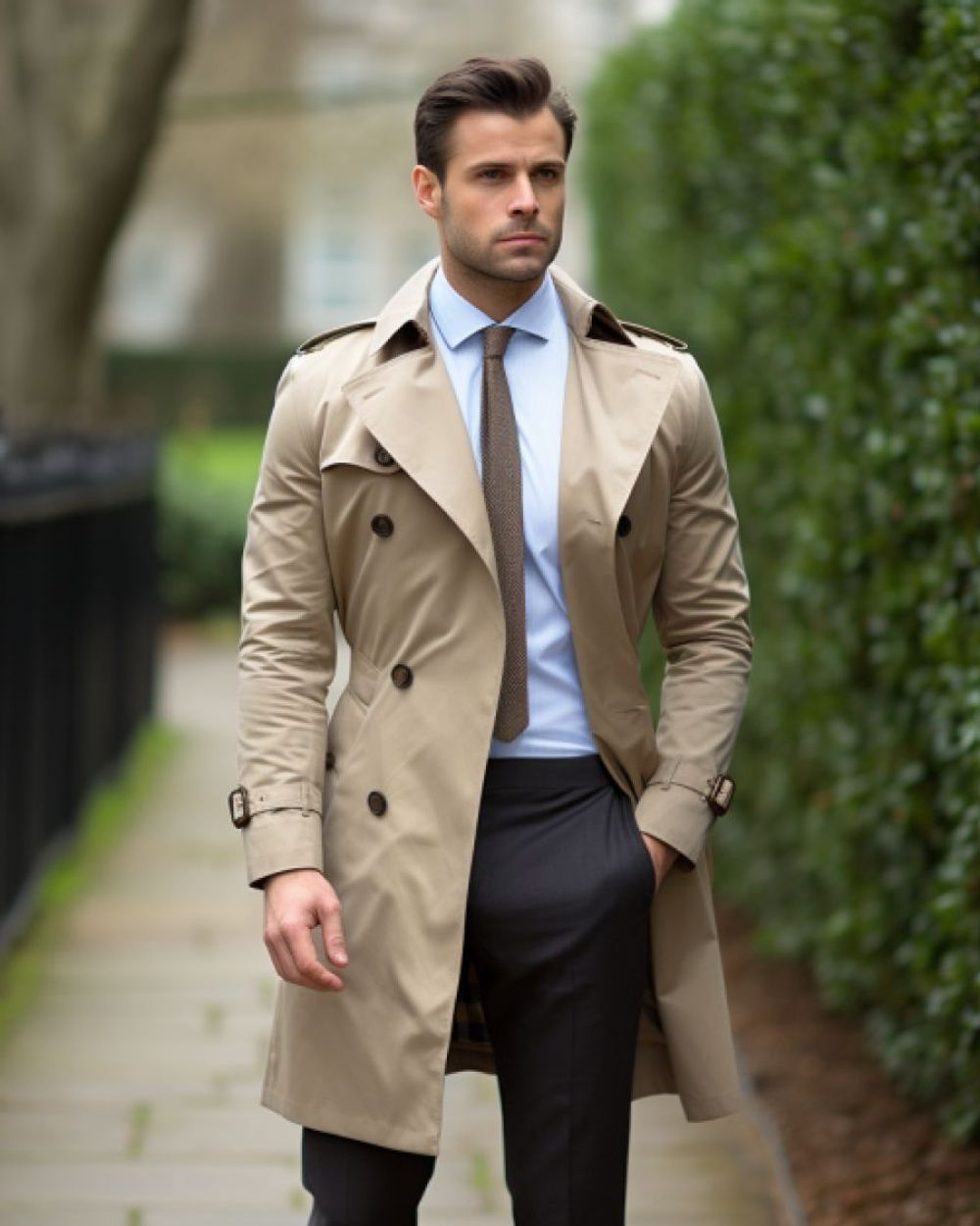 Mens long beige trench coat hotsell