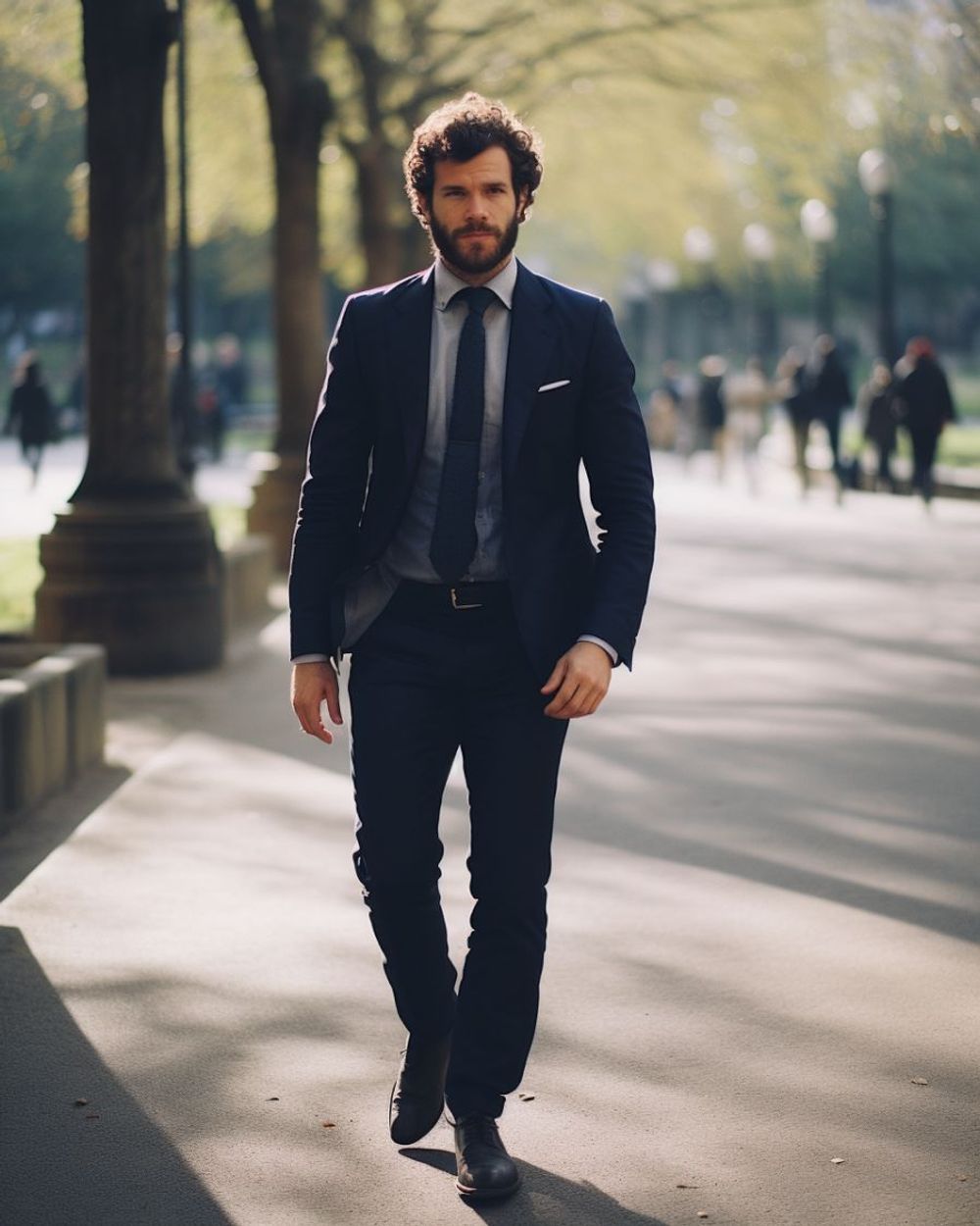 Navy Business Suit with Black Shoes Hockerty