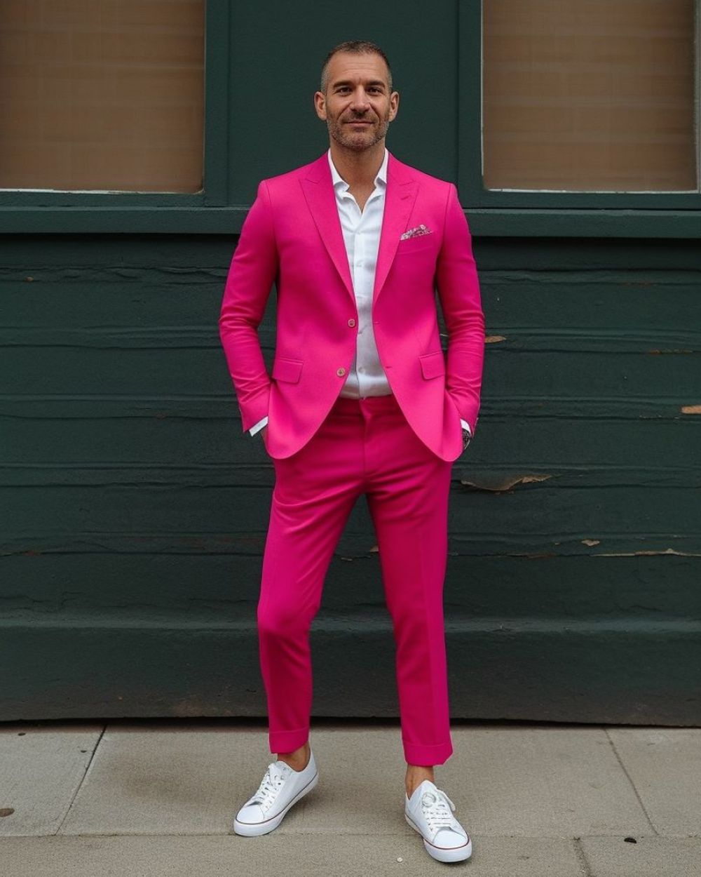 Mature Man Pink Suit