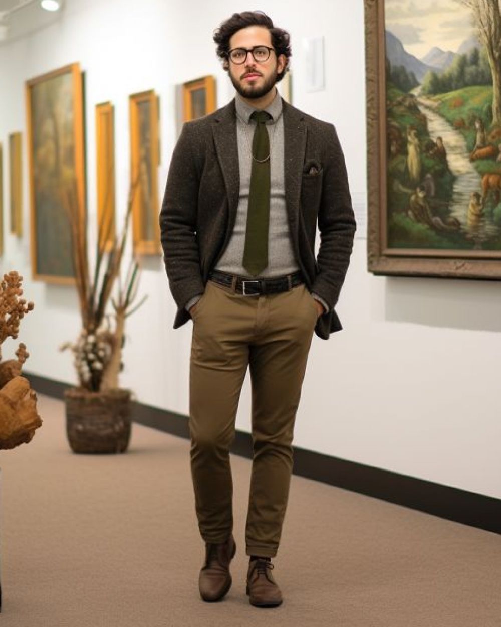chinos and bow tie