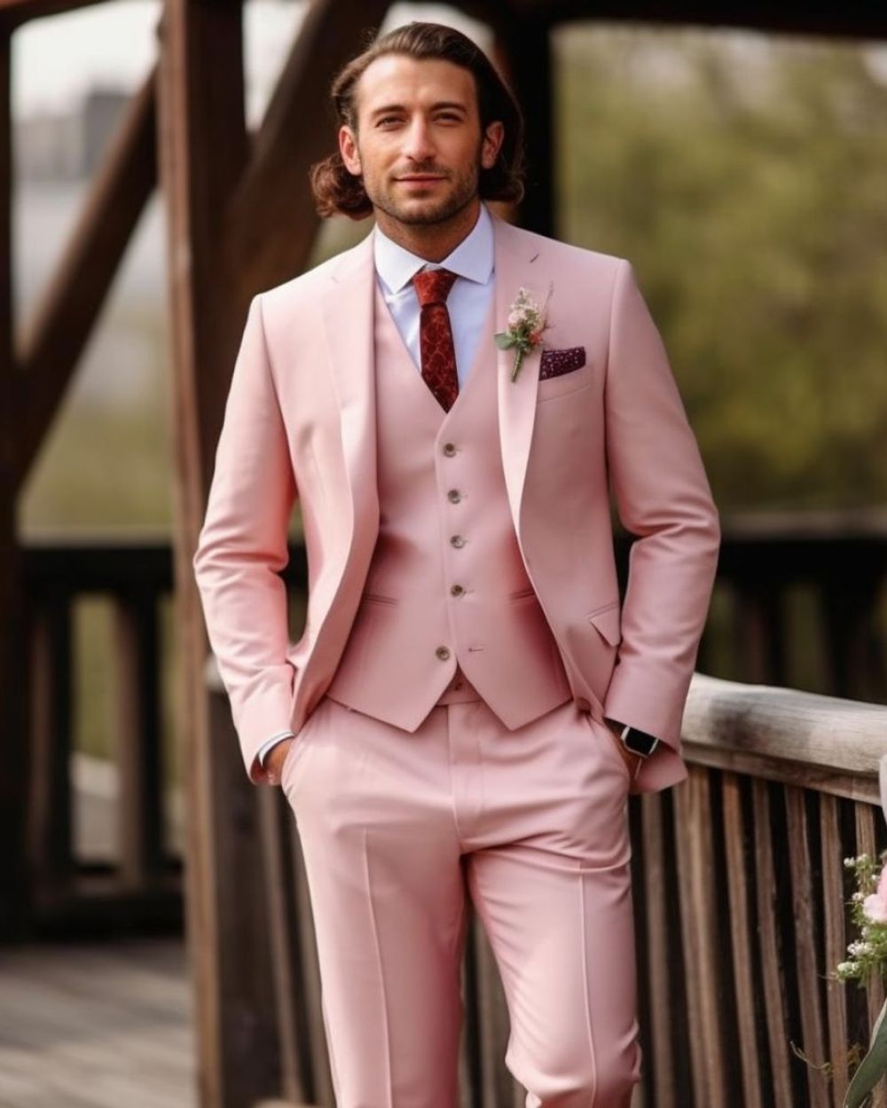 Pink Groom Suit