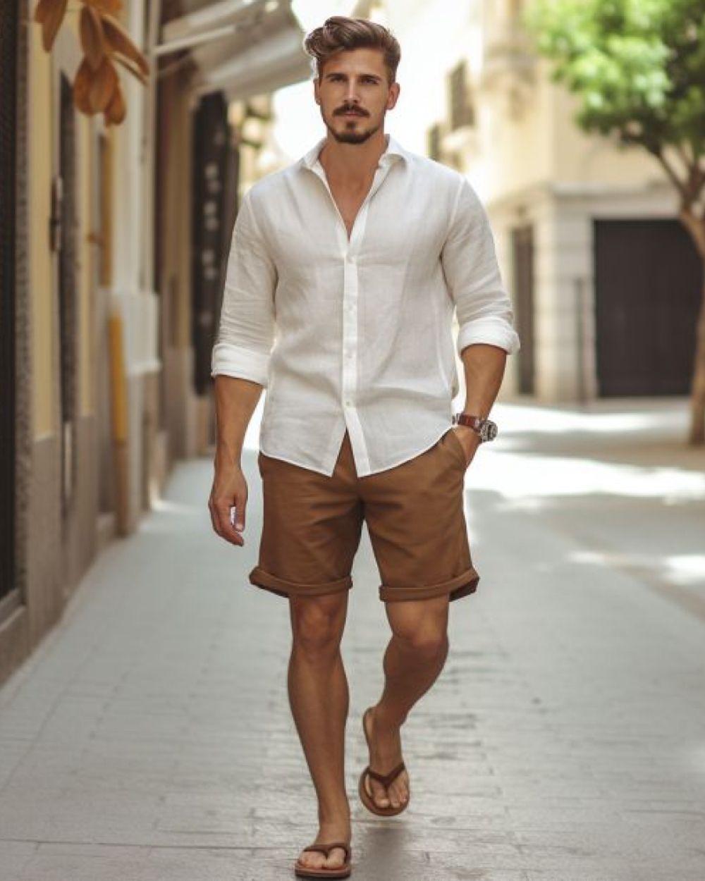 Camisa de Lino con Shorts para Verano Hockerty