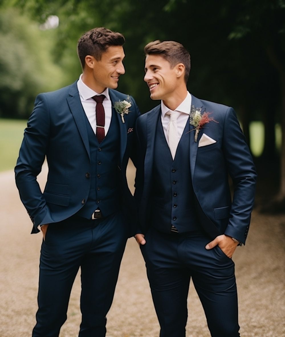 Navy Suit with Vest for Groomsmen Hockerty