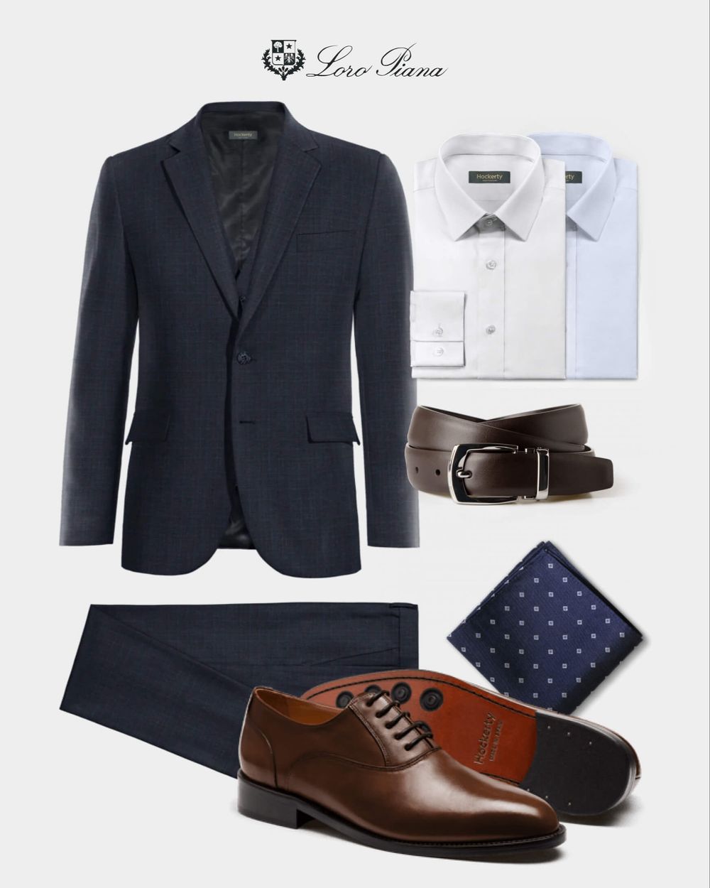 Navy Suit with Brown Leather Oxfords