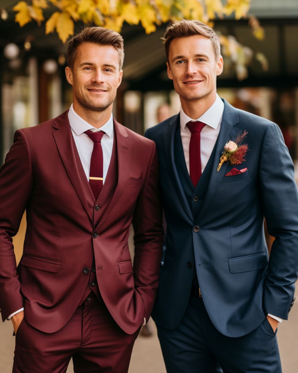 Classy Burgundy Groom Fit