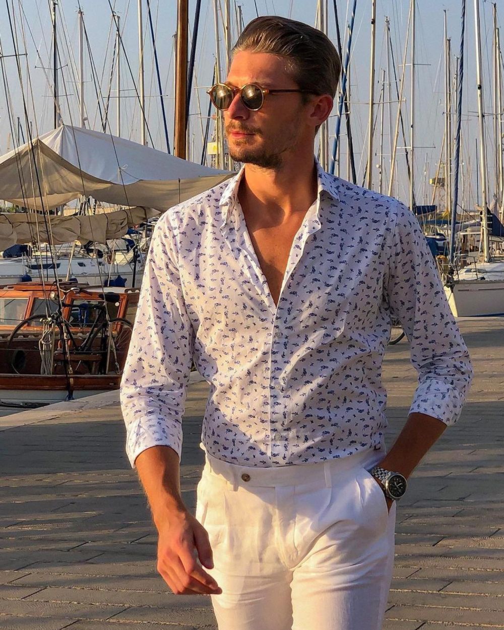 Marina Breeze Printed Shirt Ensemble