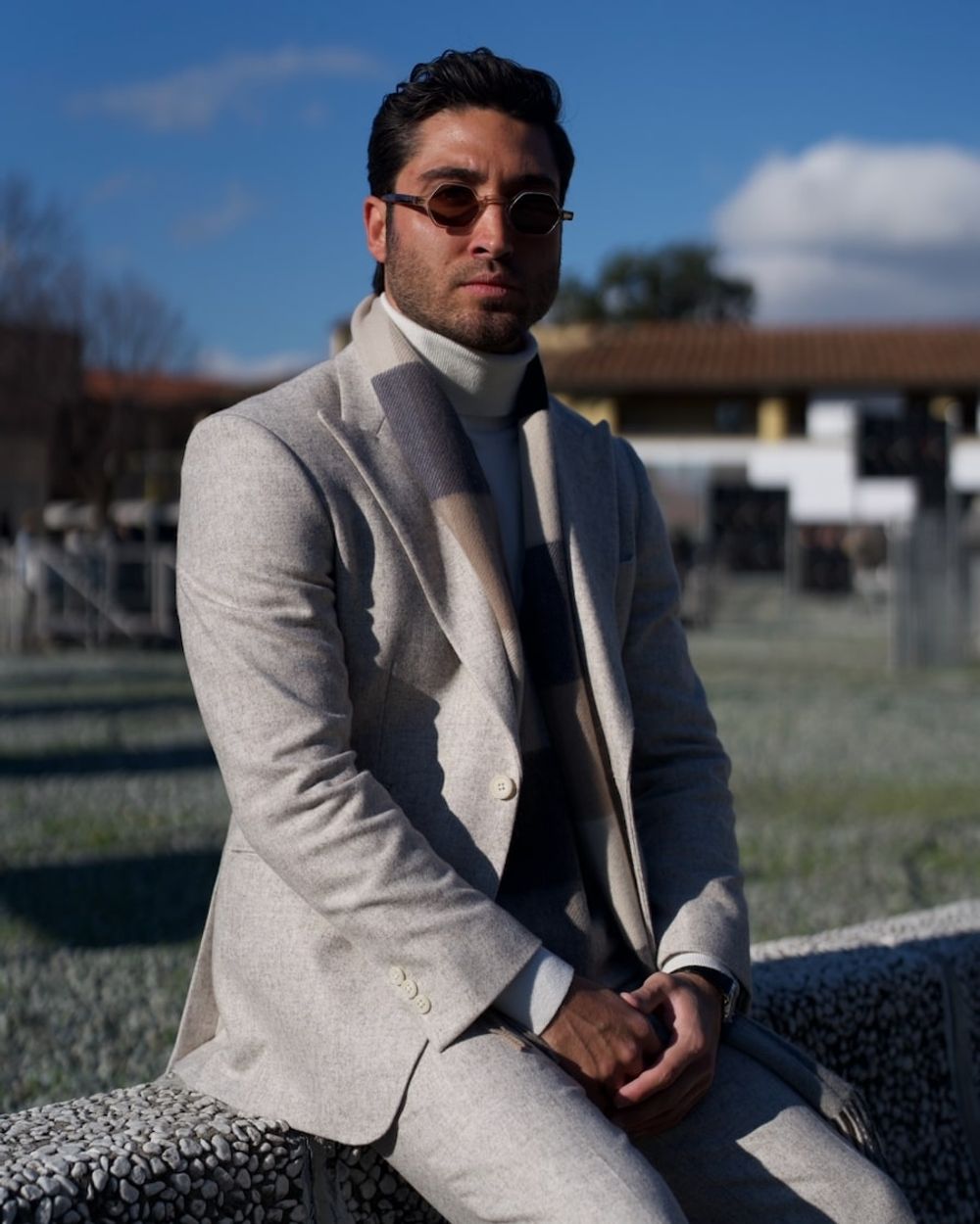 Beige Outfit with Turtleneck