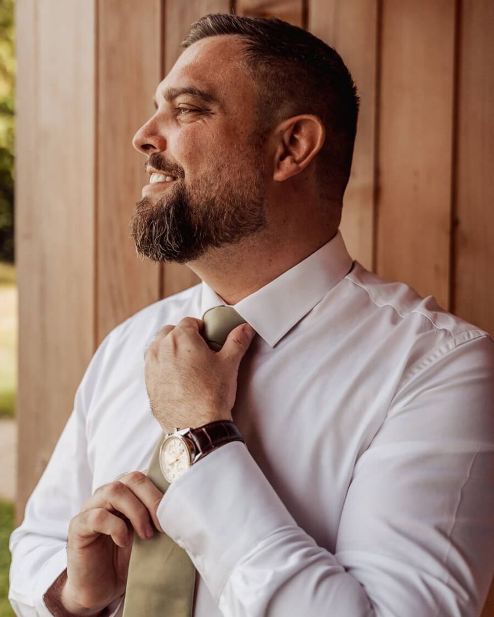 Beige Checked Wedding Suit