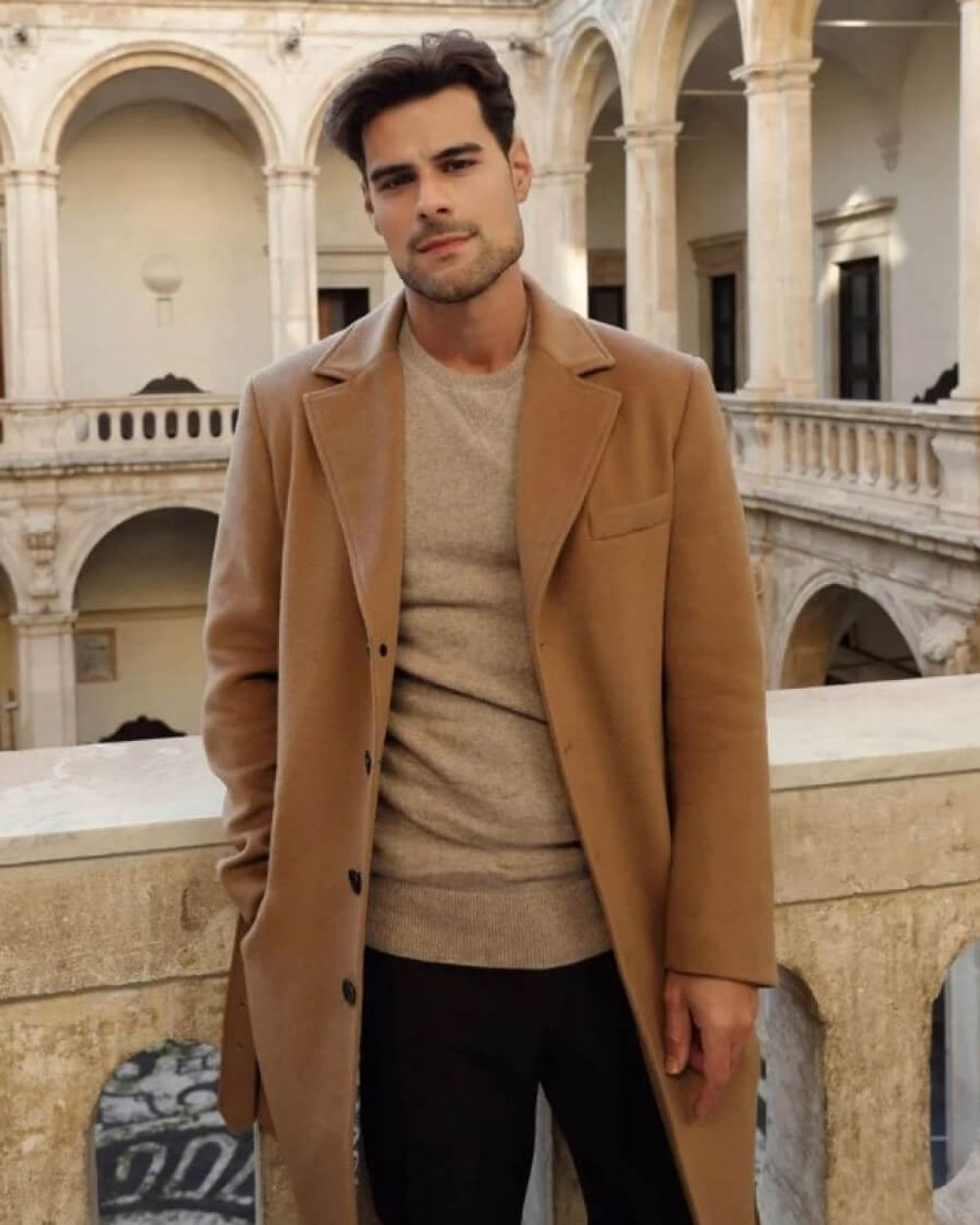 Brown Overcoat with Sweater
