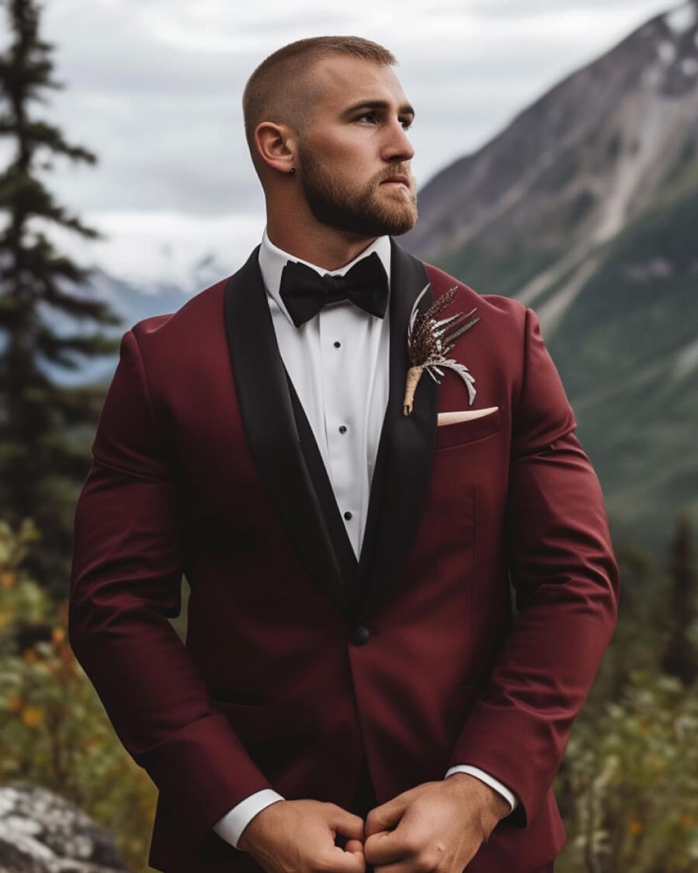 Crimson Wedding Attire with Velvet Vow