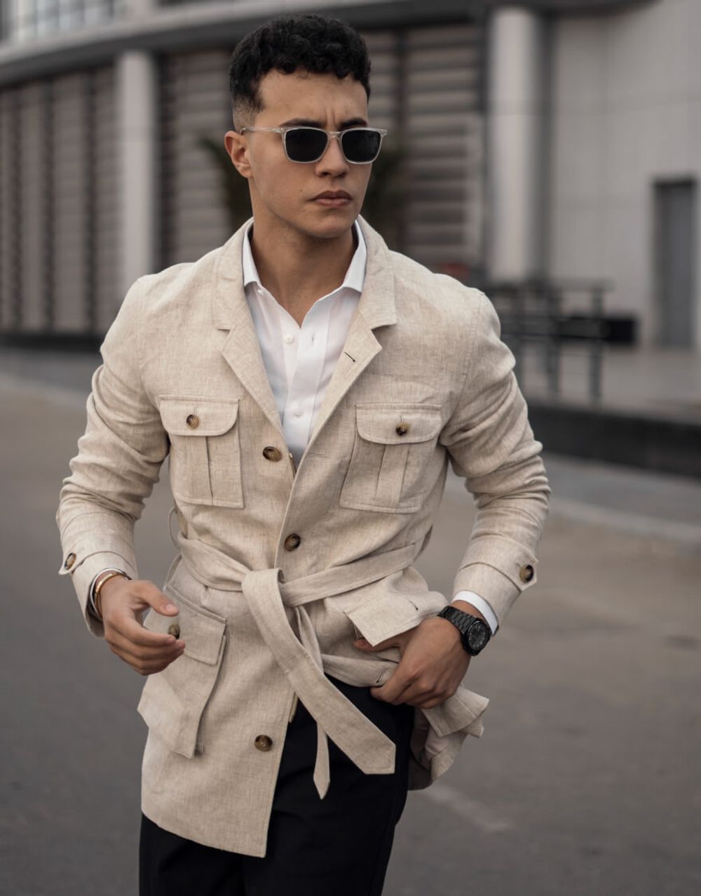 Oatmeal Linen Wrap Jacket