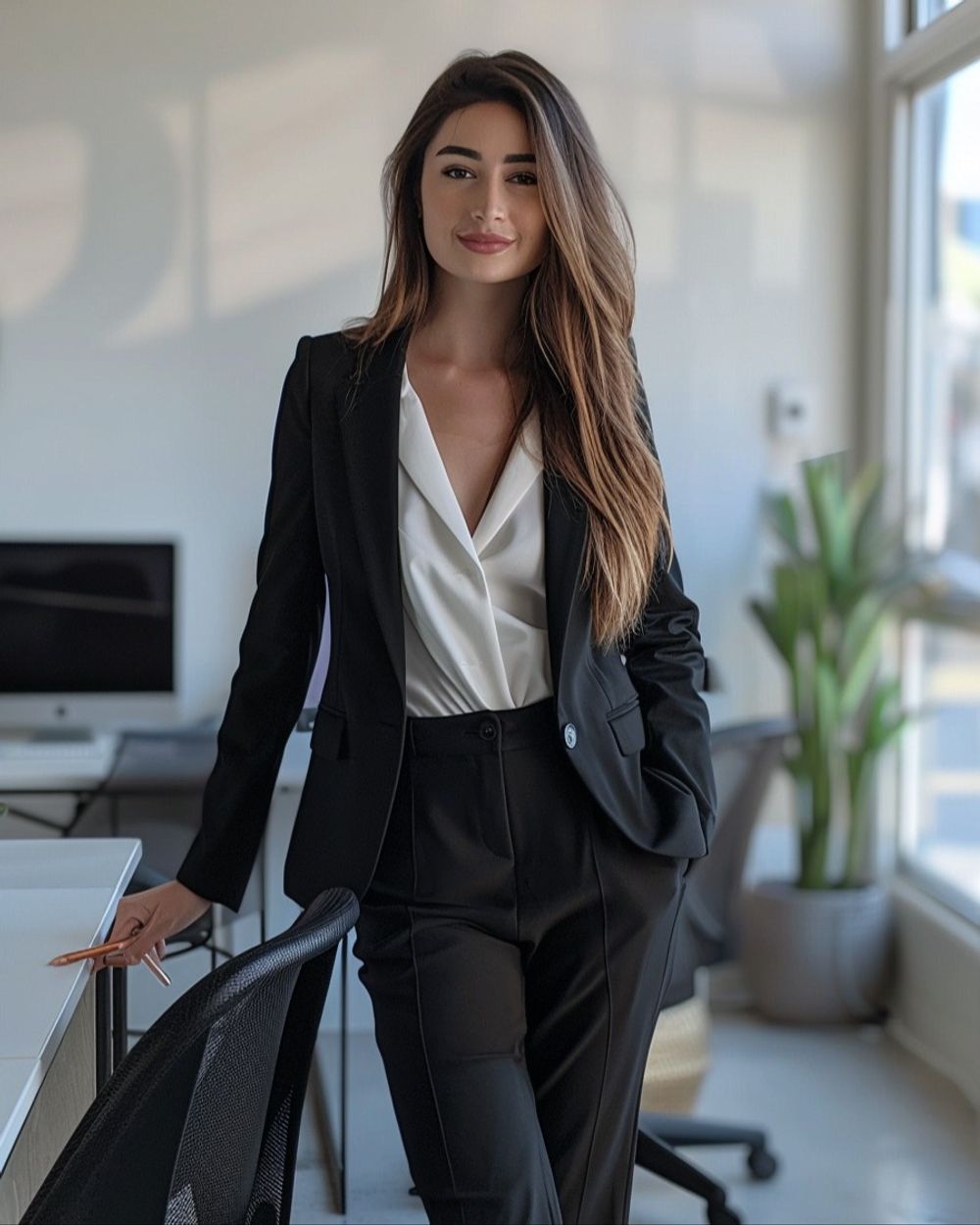 Executive Black Suit over Blouse | Sumissura