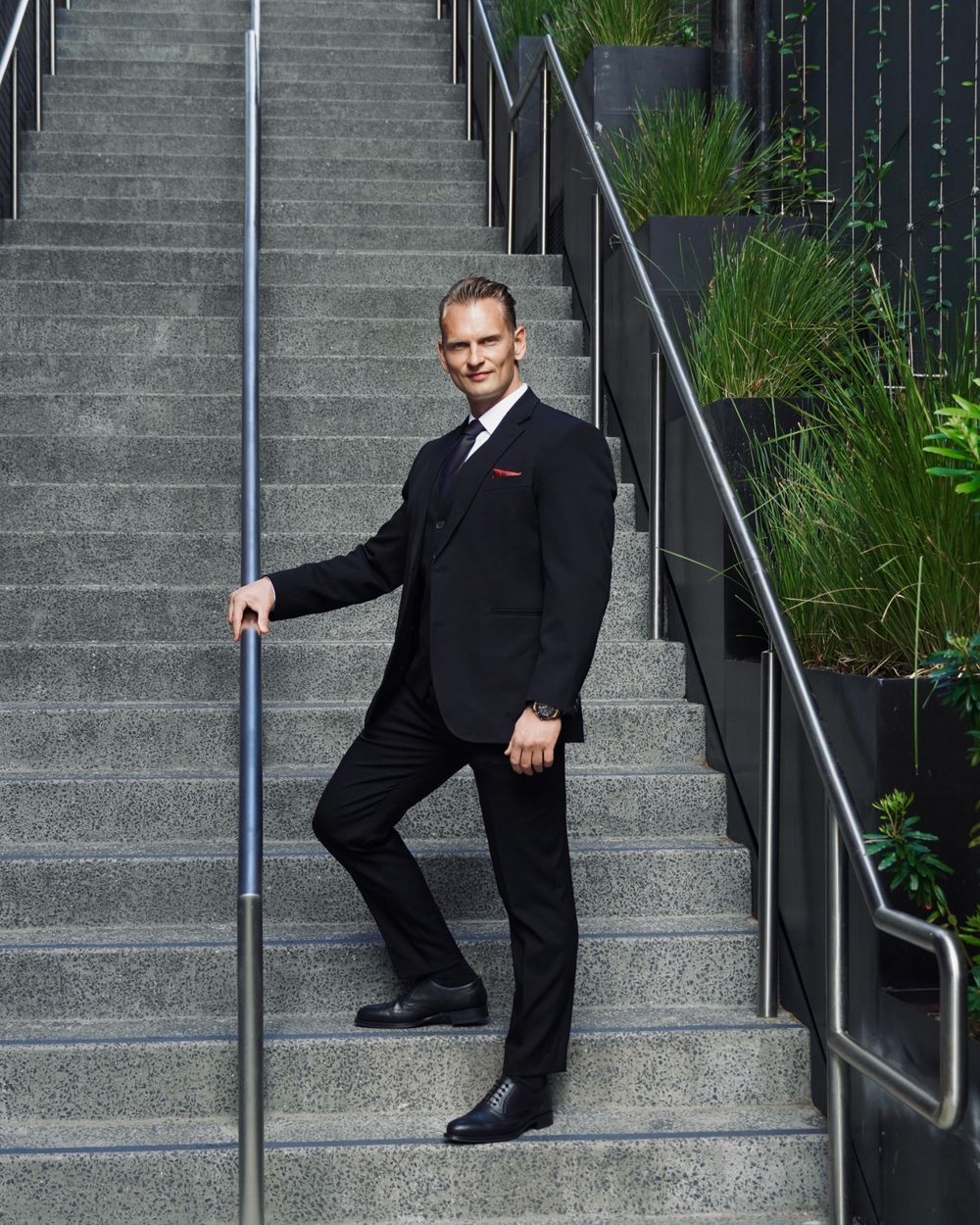 Jet-Black Double-Breasted Suit