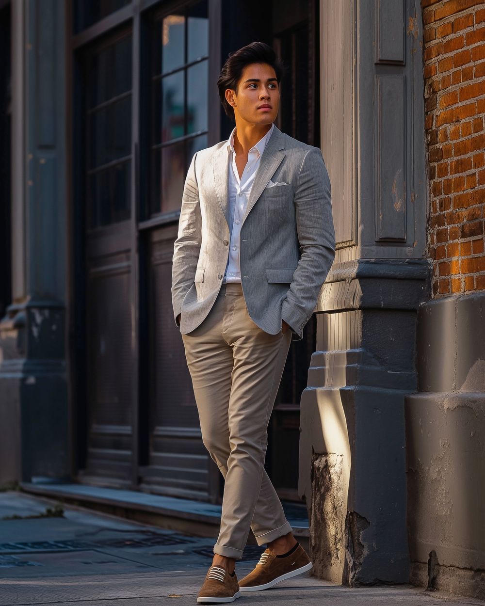 Grey linen blazer mens sale