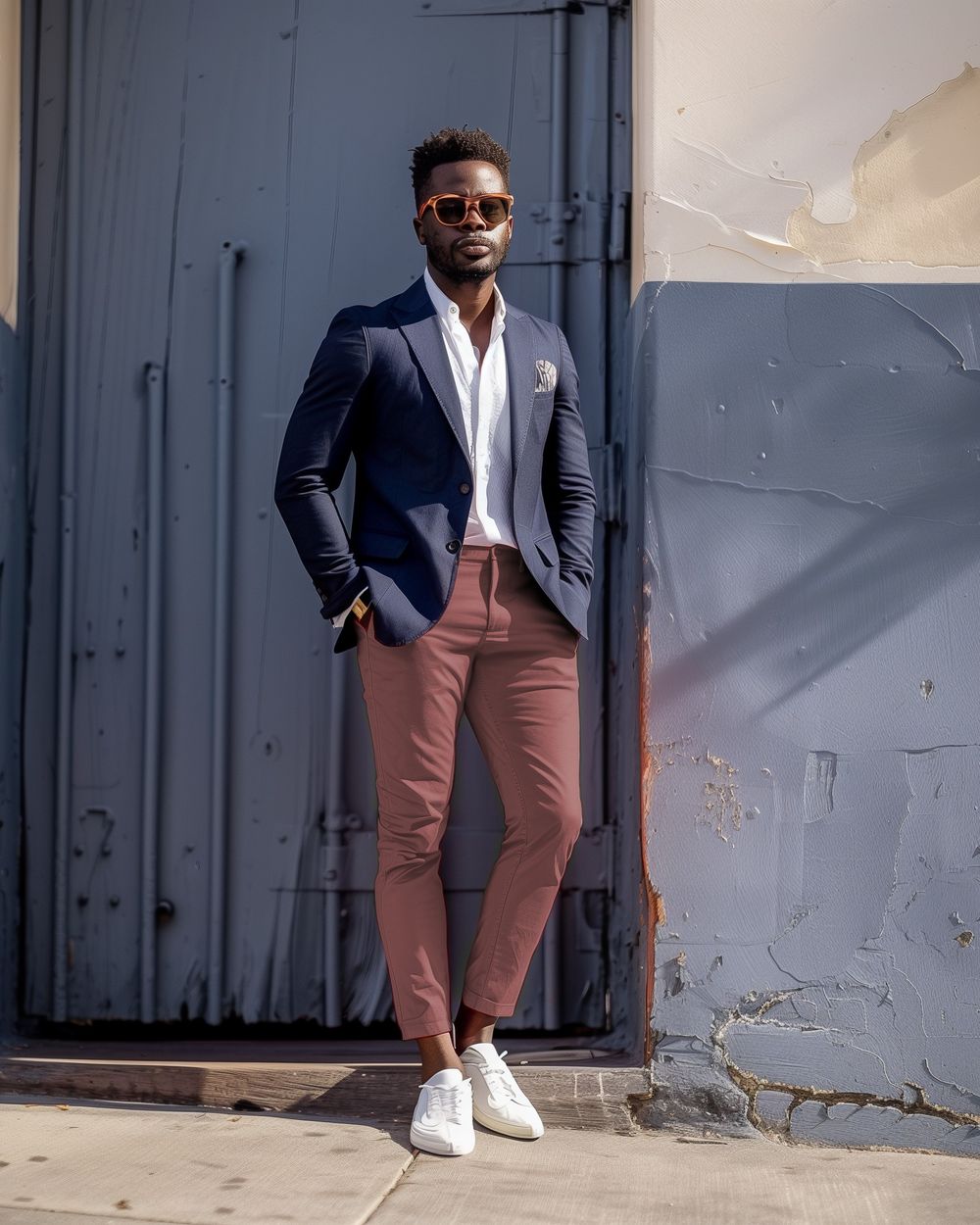 Blue Navy Blazer with Red Chinos Hockerty