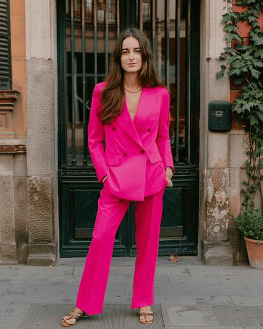 Pink trouser suit hotsell