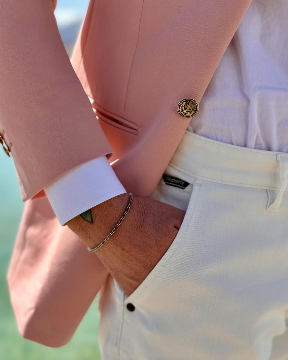Seaport Pink Blazer with White Trousers