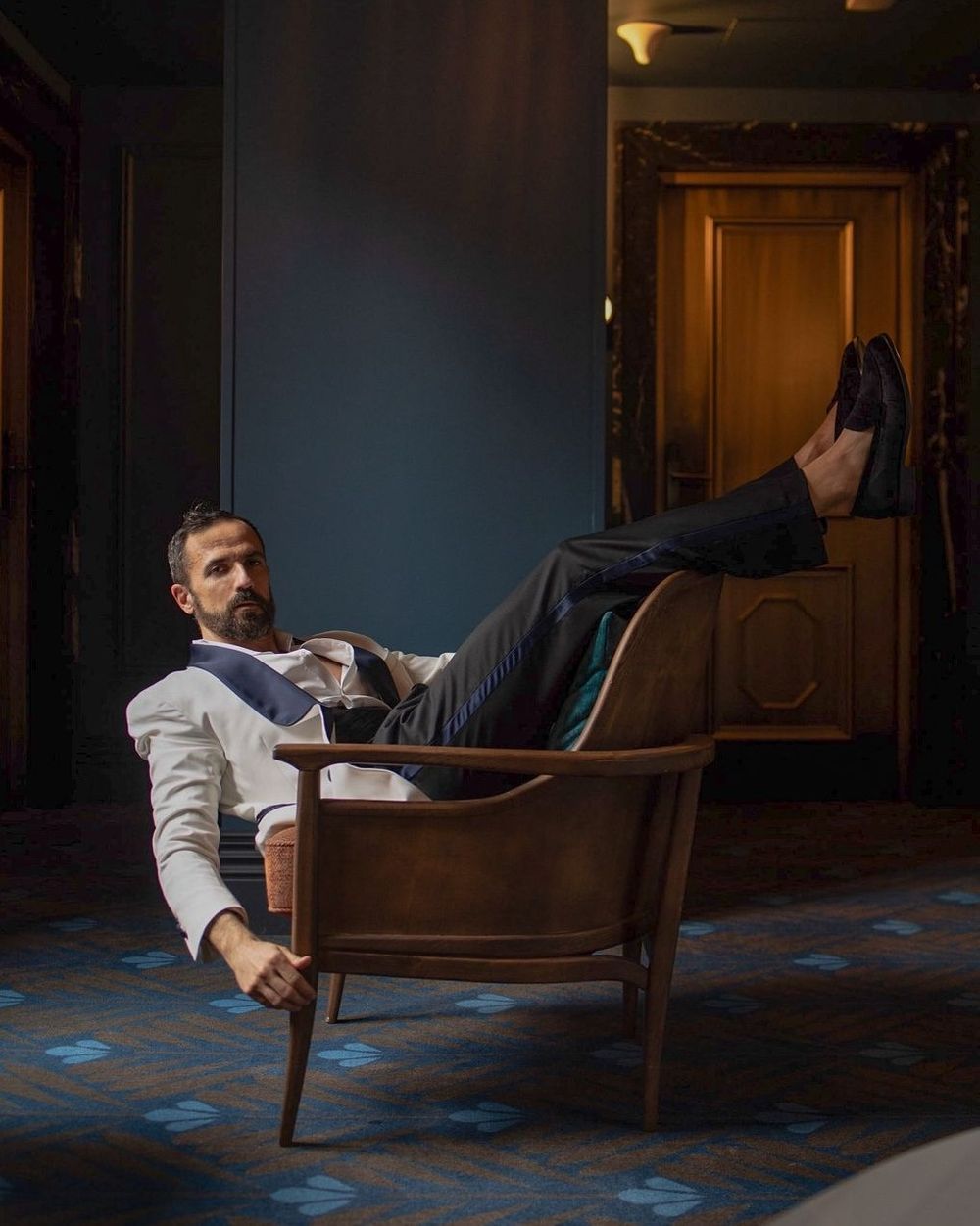 White Tuxedo Jacket with Black Dress Pants