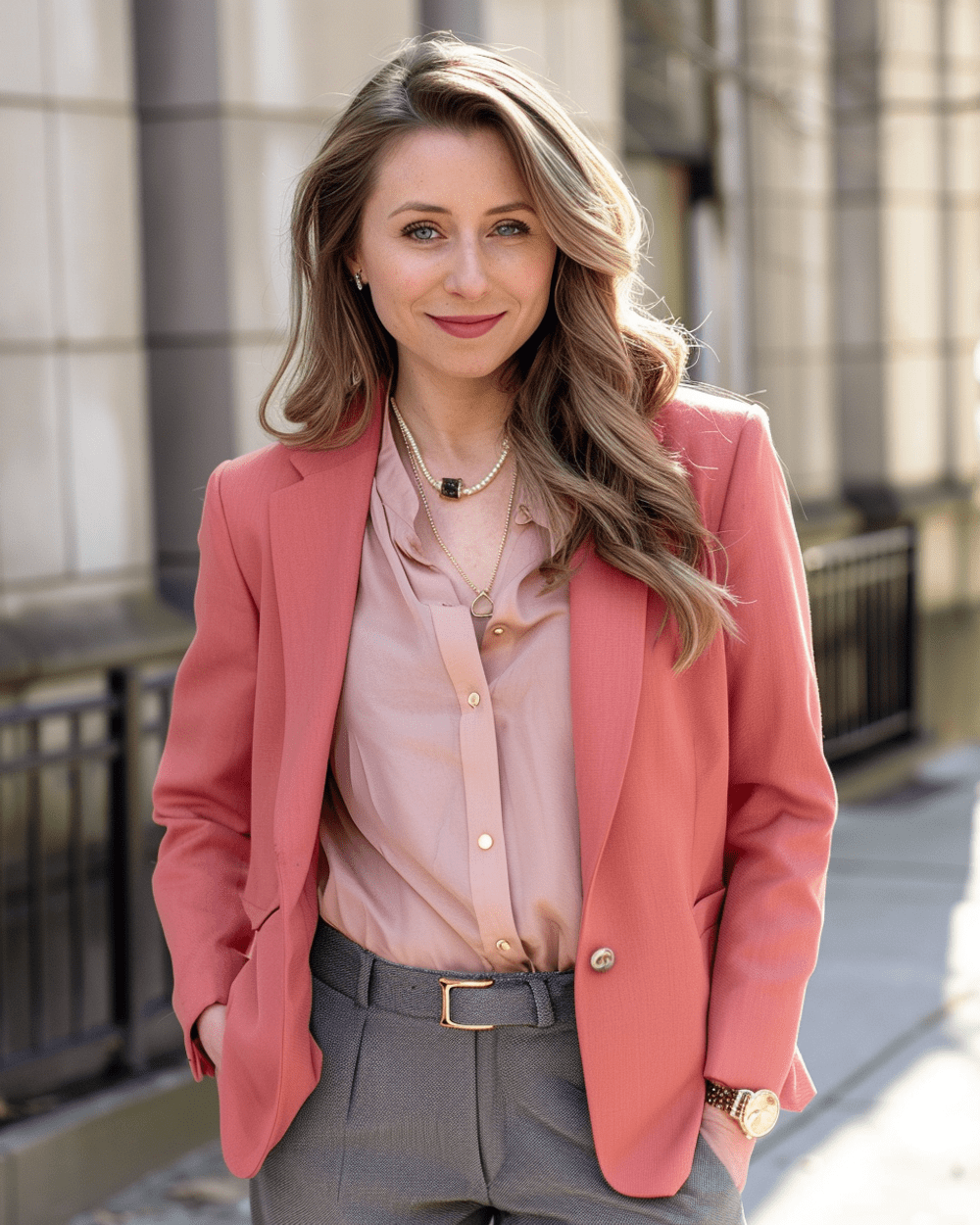 Pink and grey blazer best sale