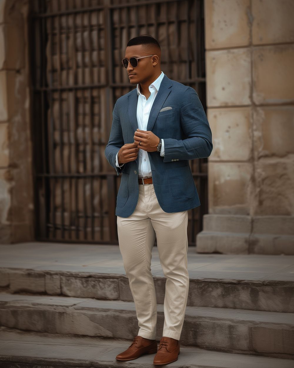 Green Teal Blazer with White shirt