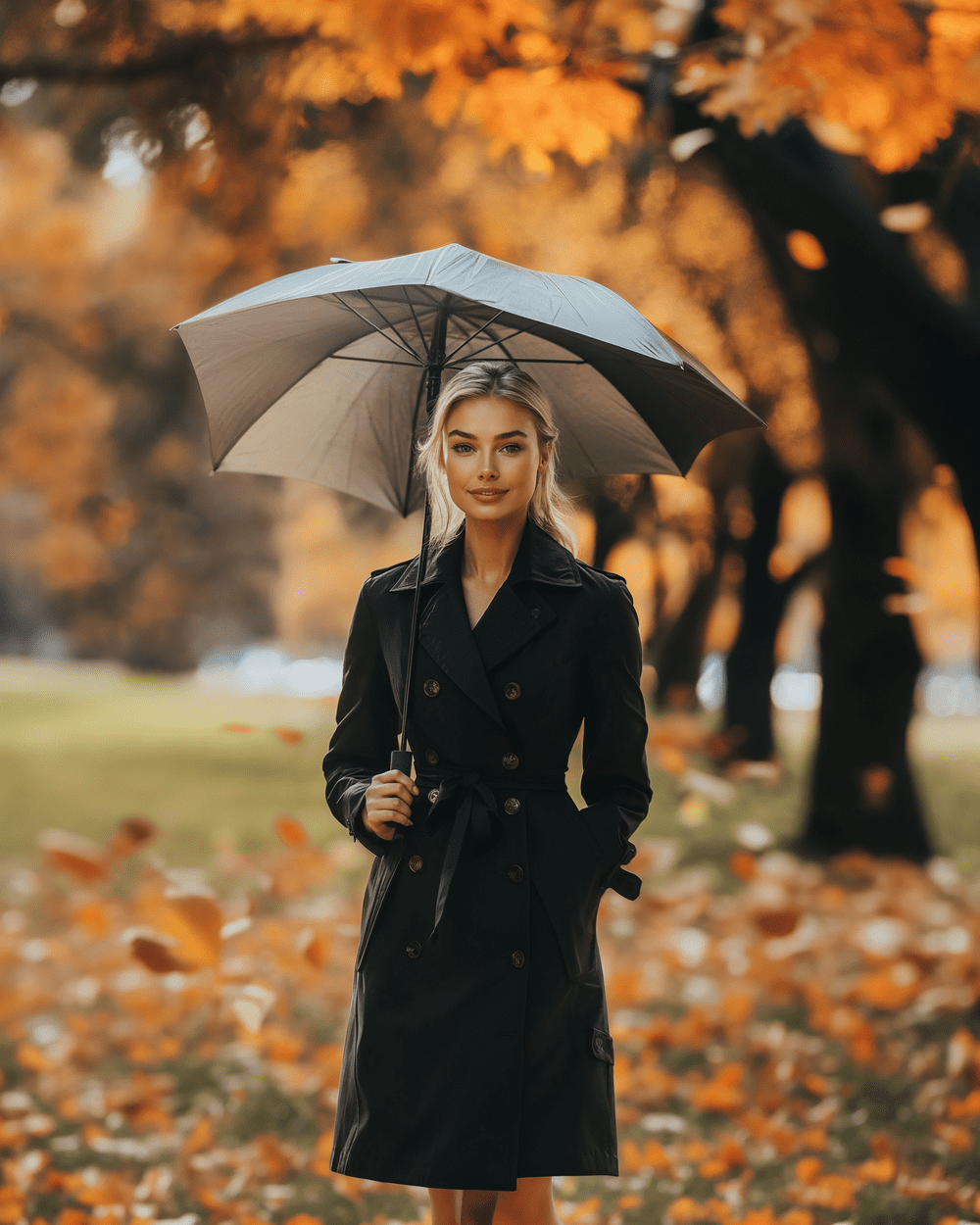 Classic Black Trench Coat with Umbrella | Sumissura