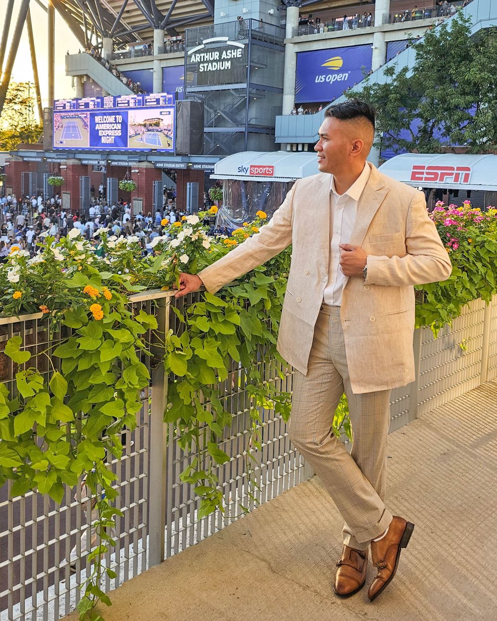 Beige Linen Suit with Loafers