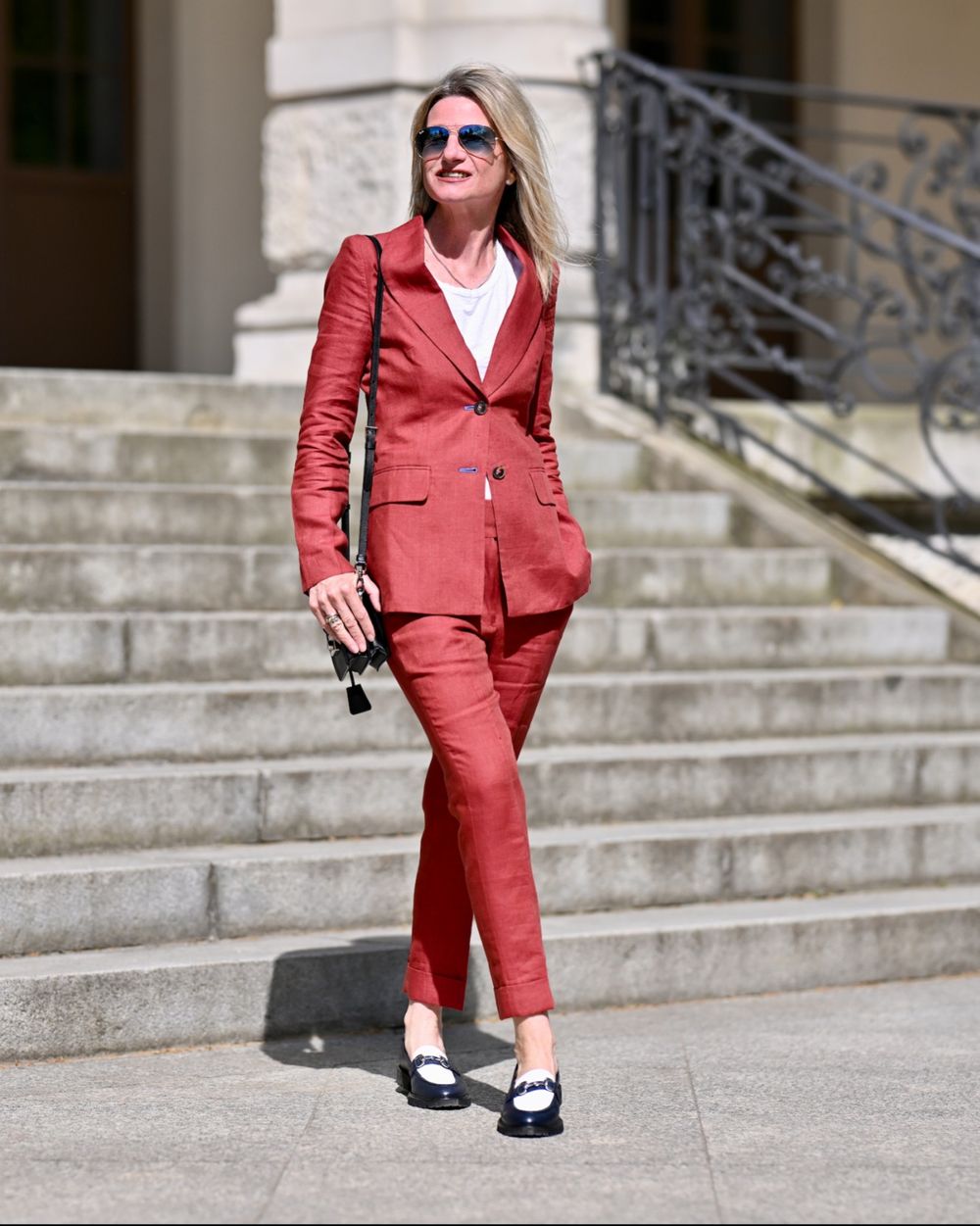 Red Linen Suit with T-Shirt | Sumissura