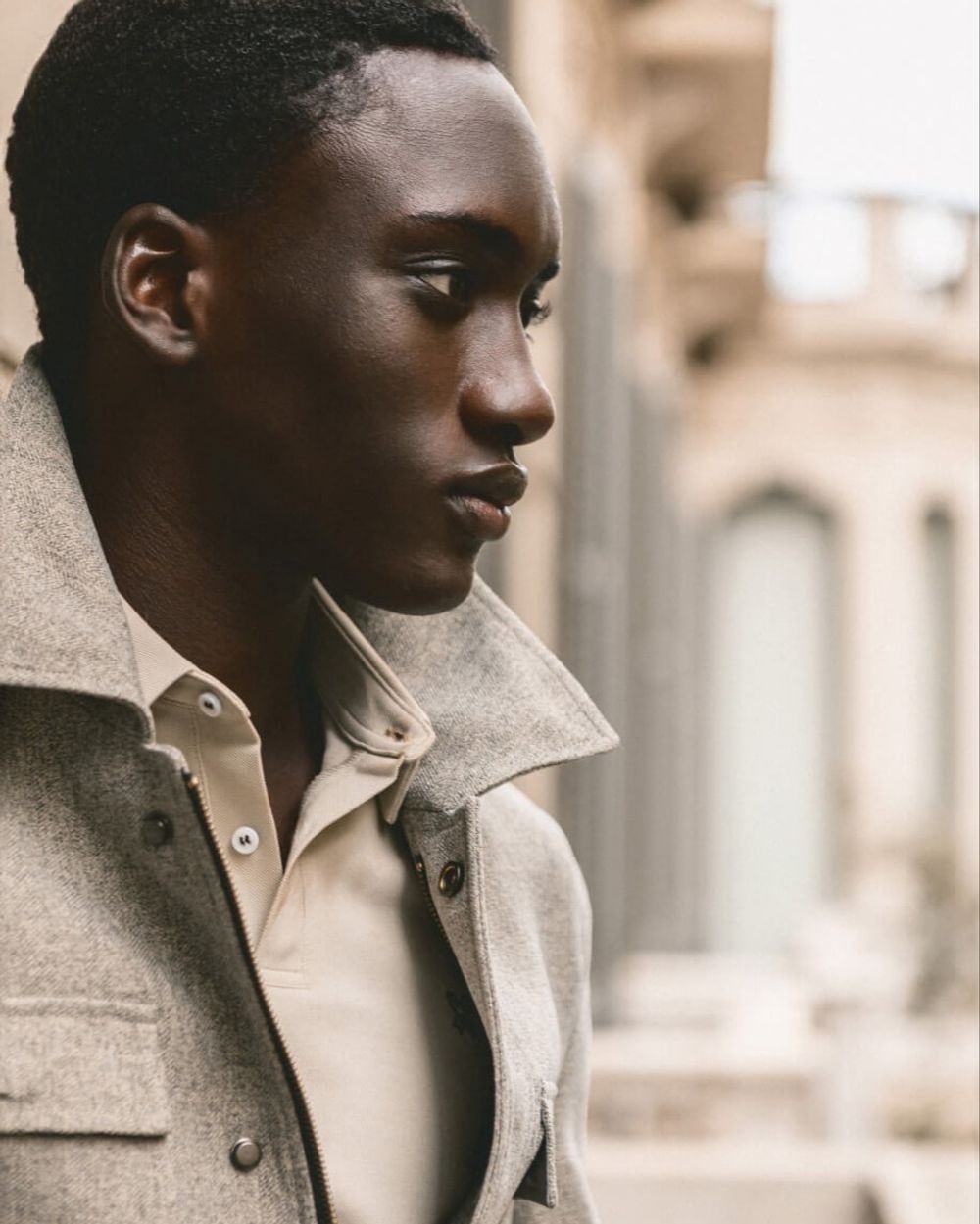 Gray Saharan with Polo Shirt and Chelsea Boots	
