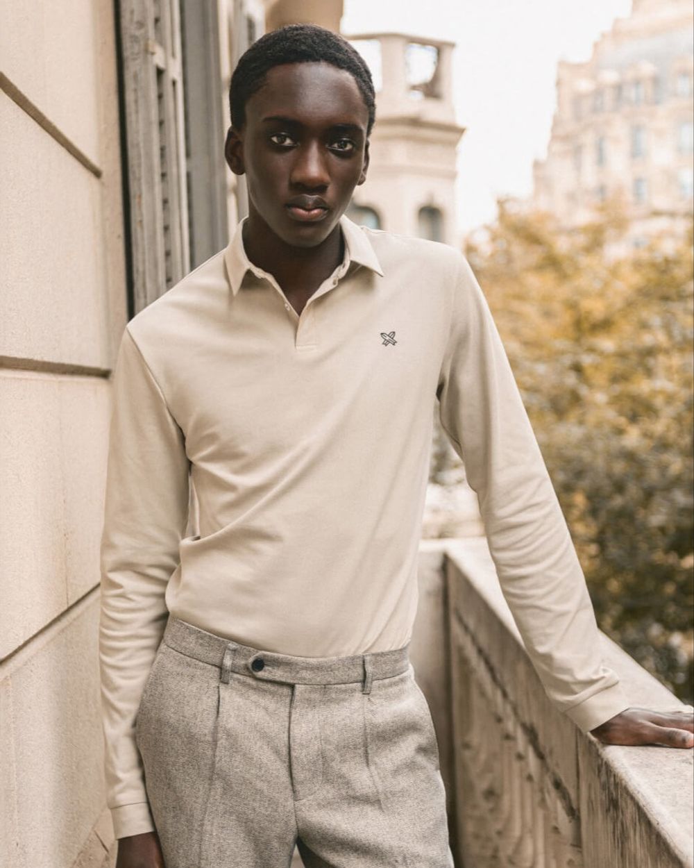 Gray Saharan with Polo Shirt and Chelsea Boots	