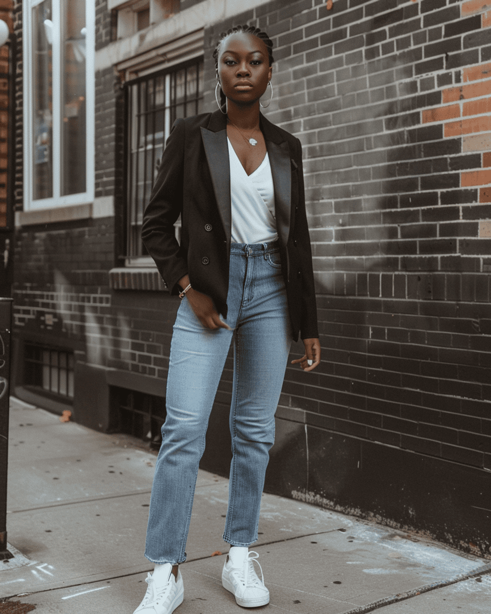 Tuxedo Blazer with Top and Jeans | Sumissura