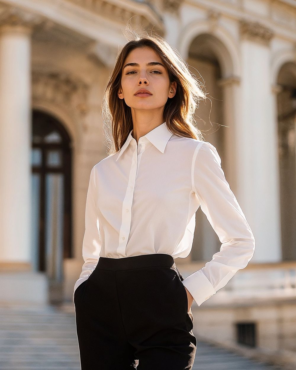 Women's white long sleeve Dress Shirts | Sumissura