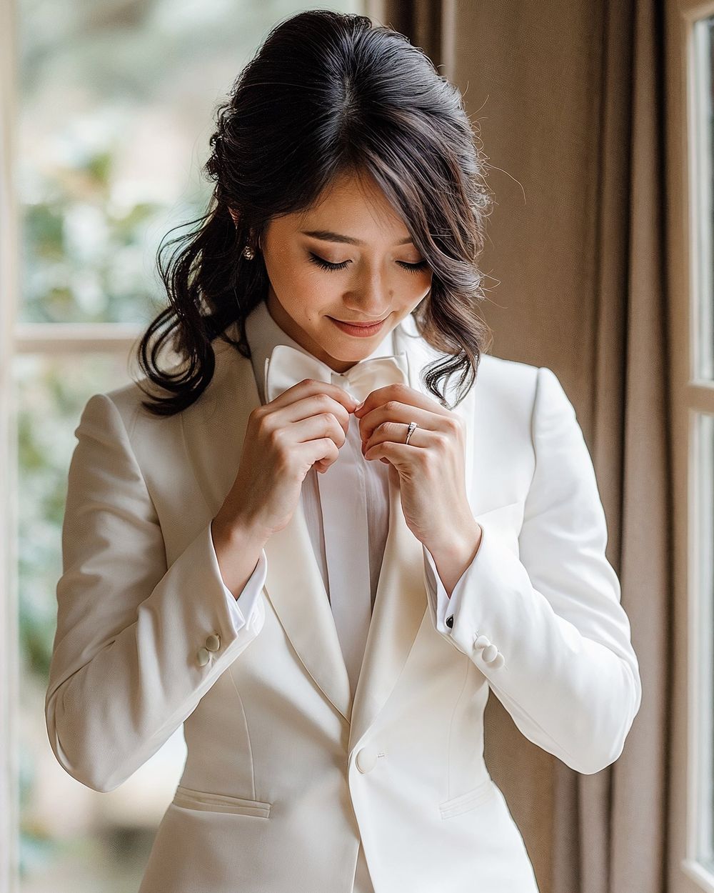 women's tuxedo shirt with bow tie