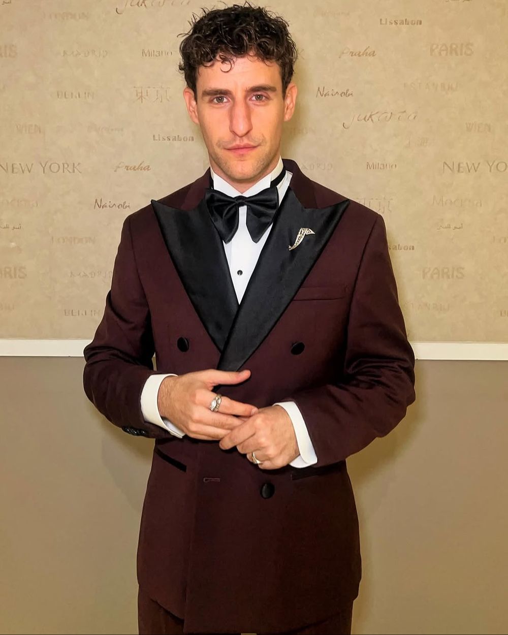 Burgundy Tuxedo with Black Satin Lapels