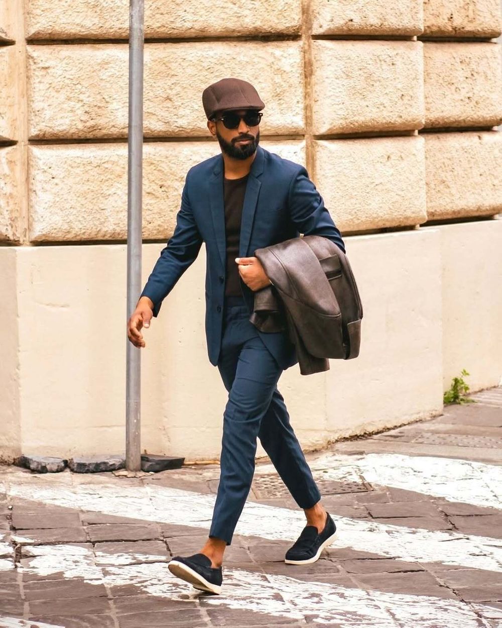 Navy Suit with Black T-Shirt