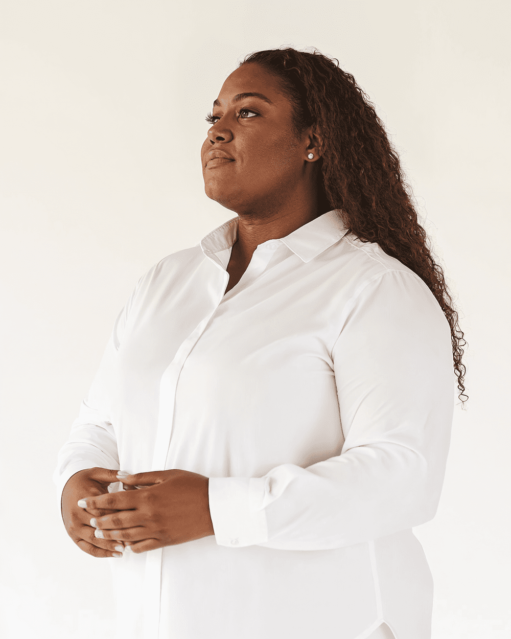 Women's white long sleeve Dress Shirts