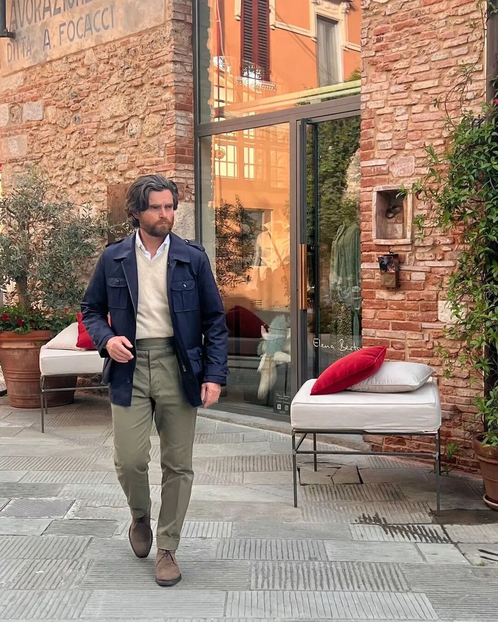 Navy Field Jacket with Olive Chinos