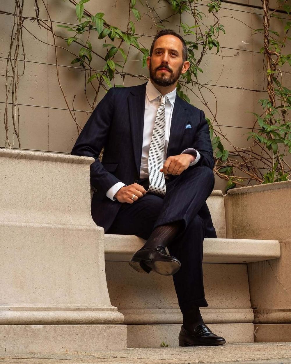 Dark Suit with White Shirt and Tie
