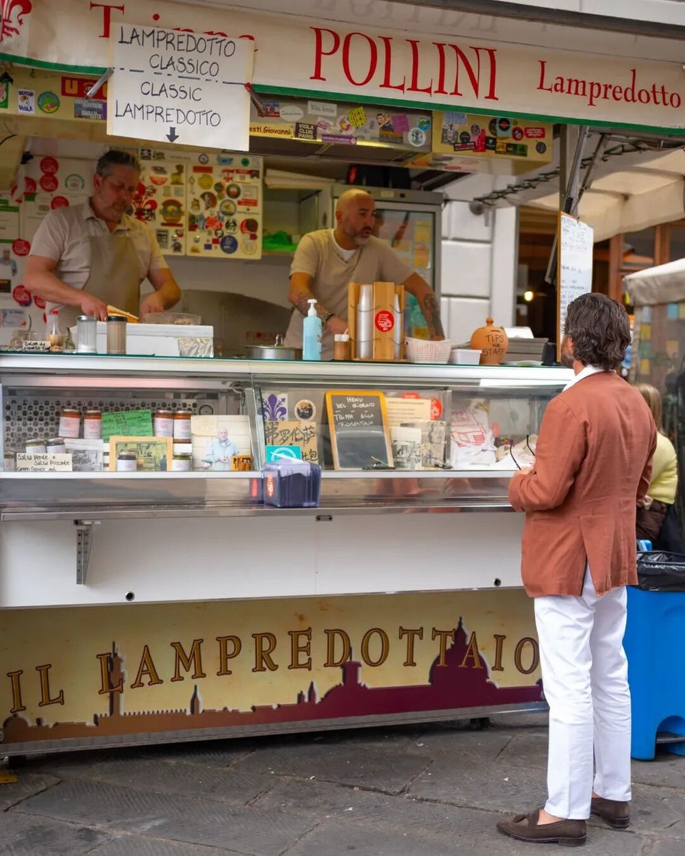 Terracotta Blazer with White Polo Shirt and Trousers
