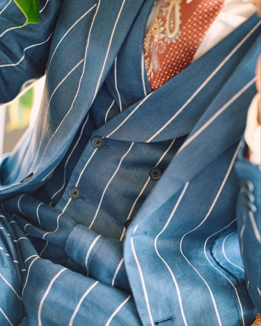 Retro Blue Pinstripe Suit with Two-Tone Brogues