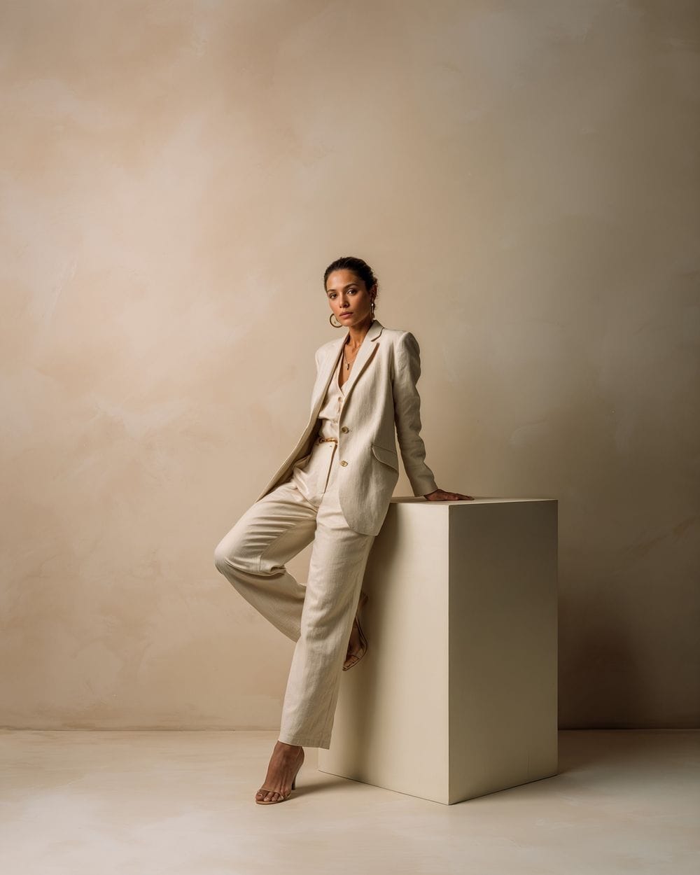 Suit You Well Linen Short Set Nude