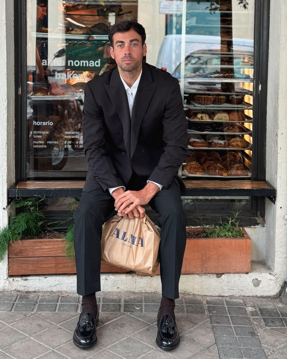 Black Blazer with White Shirt and Tapered Trousers