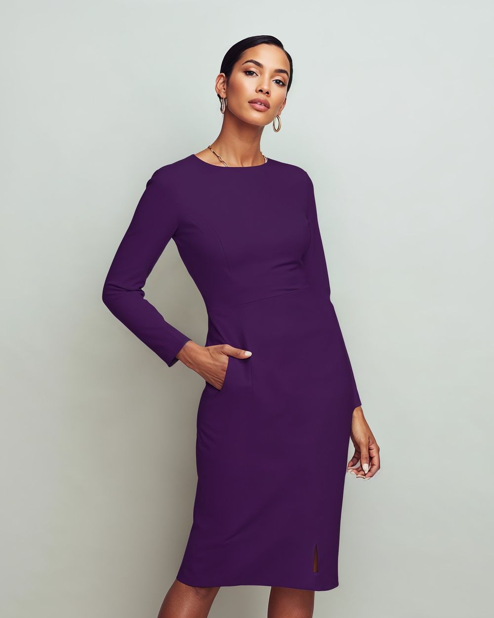 open lace back dress Ozias Halter Semi Sheer Knit Maxi Dress / Deep Purple | Meshki main image 1