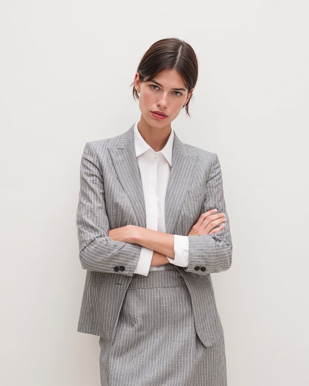 Pinstripe Skirt - Navy/White