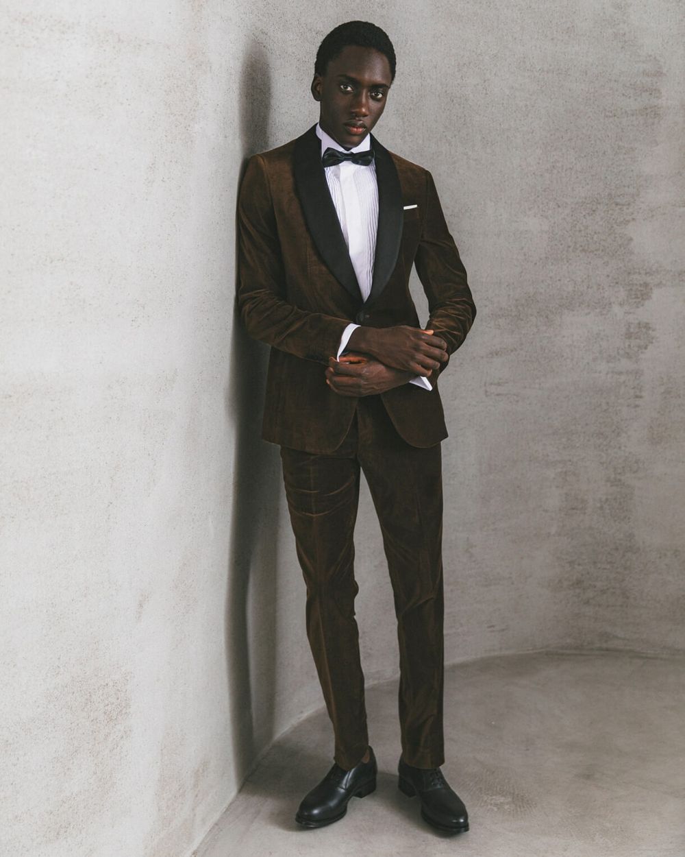 Brown Velvet Tuxedo with Black Satin Lapels