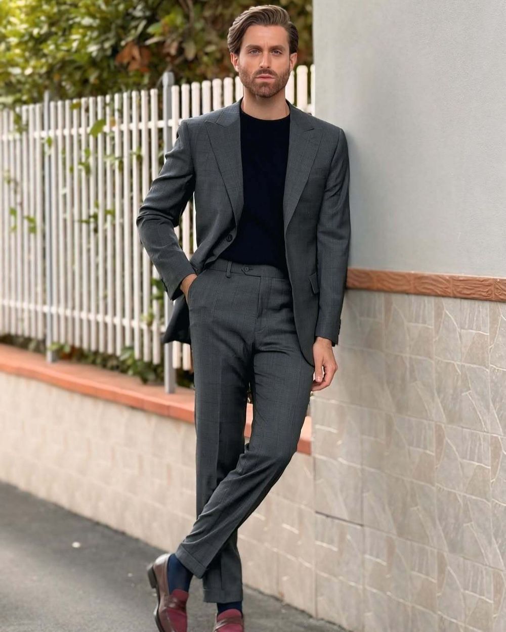 Charcoal Gray Suit with Navy Knit