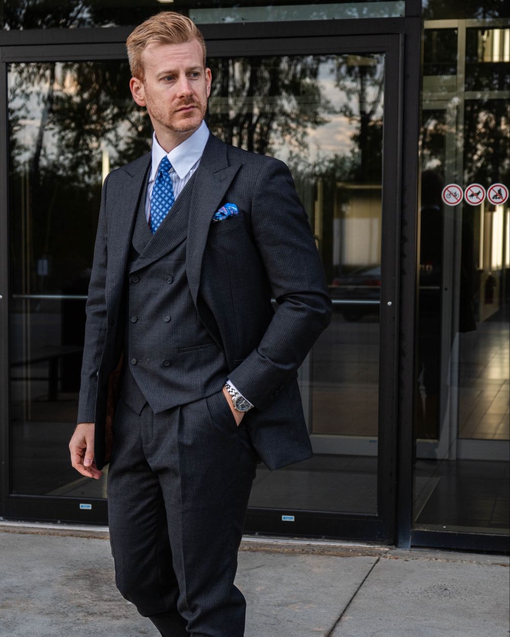charcoal tie navy suit
